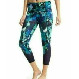 Athleta Mystique Chatarunga Women's Small Blue Green High Rise Capri Leggings